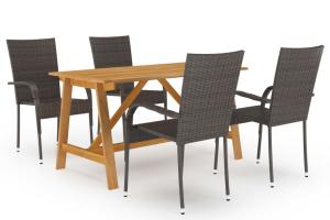 Ensemble de salle à manger de jardin meuble extérieur 5 pièces marron 02_0013813
