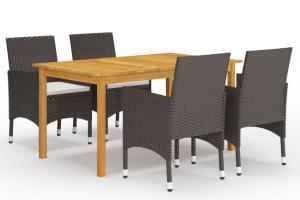 Ensemble de salle à manger de jardin meuble extérieur 5 pièces marron 02_0013814
