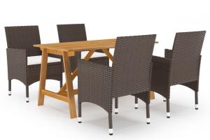 Ensemble de salle à manger de jardin meuble extérieur 5 pièces marron 02_0013817