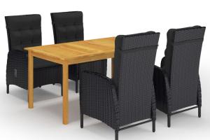 Ensemble de salle à manger de jardin meuble extérieur 5 pièces noir 02_0013834