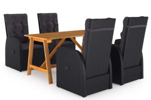 Ensemble de salle à manger de jardin meuble extérieur 5 pièces noir 02_0013836