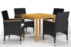 Ensemble de salle à manger de jardin meuble extérieur 5 pièces noir 02_0013857