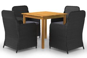 Ensemble de salle à manger de jardin meuble extérieur 5 pièces noir 02_0013874