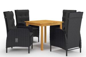 Ensemble de salle à manger de jardin meuble extérieur 5 pièces noir 02_0013879