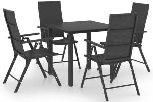 Ensemble de salle à manger de jardin meuble extérieur 5 pièces noir 02_0013887