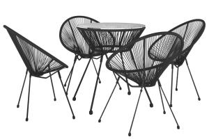 Ensemble de salle à manger de jardin meuble extérieur 5 pièces noir 02_0013894