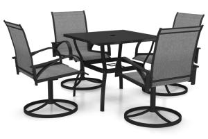 Ensemble de salle à manger de jardin meuble extérieur 5 pièces textilène et acier 02_0013910
