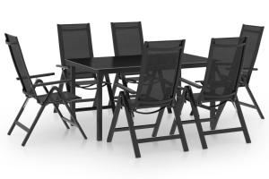 Ensemble de salle à manger de jardin meuble extérieur 7 pièces aluminium anthracite 02_0013915