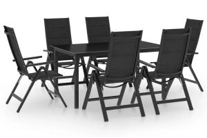 Ensemble de salle à manger de jardin meuble extérieur 7 pièces aluminium anthracite 02_0013916
