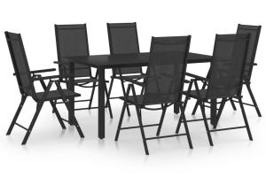 Ensemble de salle à manger de jardin meuble extérieur 7 pièces aluminium noir 02_0013917