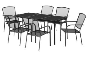 Ensemble de salle à manger de jardin meuble extérieur 7 pièces anthracite acier 02_0013921