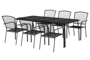 Ensemble de salle à manger de jardin meuble extérieur 7 pièces anthracite acier 02_0013922