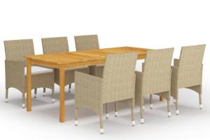 Ensemble de salle à manger de jardin meuble extérieur 7 pièces beige 02_0013929