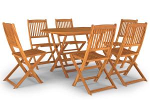Ensemble de salle à manger de jardin meuble extérieur 7 pièces bois d'acacia massif 02_0013932