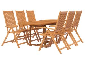 Ensemble de salle à manger de jardin meuble extérieur 7 pièces bois d'acacia massif 02_0013933
