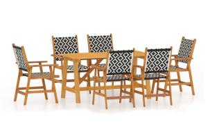 Ensemble de salle à manger de jardin meuble extérieur 7 pièces bois d'acacia solide 02_0013935