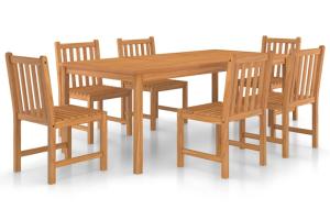 Ensemble de salle à manger de jardin meuble extérieur 7 pièces bois de teck solide 02_0013942