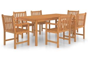 Ensemble de salle à manger de jardin meuble extérieur 7 pièces bois de teck solide 02_0013943