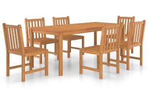 Ensemble de salle à manger de jardin meuble extérieur 7 pièces bois de teck solide 02_0013945