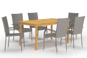 Ensemble de salle à manger de jardin meuble extérieur 7 pièces gris 02_0013953