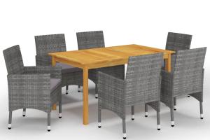 Ensemble de salle à manger de jardin meuble extérieur 7 pièces gris 02_0013962