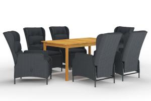 Ensemble de salle à manger de jardin meuble extérieur 7 pièces gris foncé 02_0013977