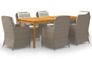 Ensemble de salle à manger de jardin meuble extérieur 7 pièces marron 02_0013982