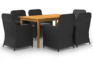 Ensemble de salle à manger de jardin meuble extérieur 7 pièces noir 02_0014014