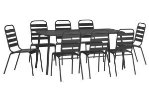 Ensemble de salle à manger de jardin meuble extérieur 9 pièces anthracite acier 02_0014064