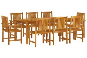 Ensemble de salle à manger de jardin meuble extérieur 9 pièces bois d'acacia massif 02_0014079