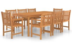 Ensemble de salle à manger de jardin meuble extérieur 9 pièces bois de teck solide 02_0014086