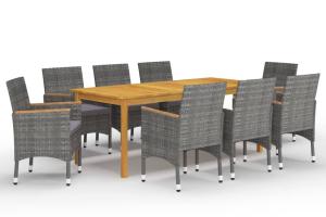 Ensemble de salle à manger de jardin meuble extérieur 9 pièces gris 02_0014088