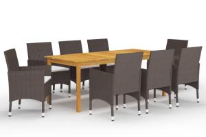 Ensemble de salle à manger de jardin meuble extérieur 9 pièces marron 02_0014105