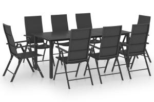 Ensemble de salle à manger de jardin meuble extérieur 9 pièces noir 02_0014122