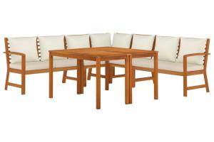 Ensemble de salle à manger de jardin meuble extérieur coussins 7 pièces bois acacia 02_0014180