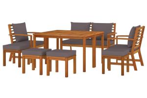Ensemble de salle à manger de jardin meuble extérieur coussins 9 pièces bois acacia 02_0014185