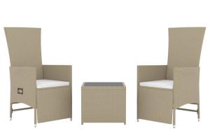 Ensemble de Salon de jardin meuble d'extérieur ensemble de mobilier 3 pièces beige poly rotin et acier 02_0014200