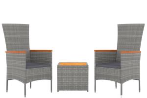 Ensemble de Salon de jardin meuble d'extérieur ensemble de mobilier 3 pièces gris poly rotin et acacia 02_0014204