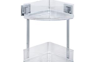 Étagère d'angle en acier inox Vacuum-Loc® Quadro 2 niveaux Wenko by Maximex