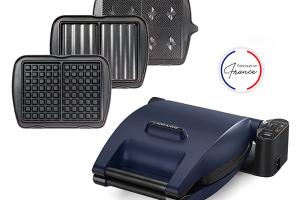 Gaufrier électrique 3 plaques Premium Gaufres® bleu abysse 1200 W Lagrange