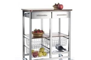 Grande desserte de cuisine, série onda aluminium double Don Hierro