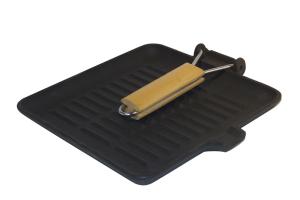 Grill carré fonte 24 x 24 cm - manche rétractable Baumalu