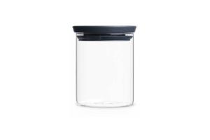Jar Brabantia Empilable En Verre Avec Couvercle Gris Foncé, Jar Pour Les Provisions, 0,6 L, 298288