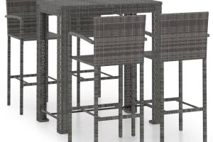 Jeu de bar de jardin 5 pièces avec accoudoirs résine tressée gris 02_0014484