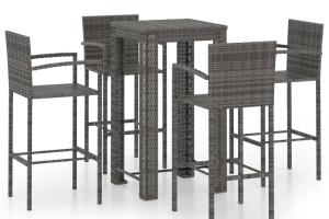 Jeu de bar de jardin 5 pièces avec accoudoirs résine tressée gris 02_0014485