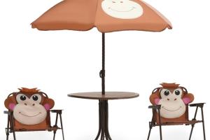 Jeu de bistro avec parasol pour enfants 3 pièces marron 02_0014491