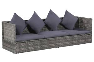Lit de jardin gris 200 x 60 cm résine tressée 02_0012002