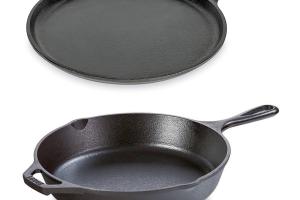 Lot 1 poêle avec poignées et 1 crêpière en fonte 26 cm Lodge