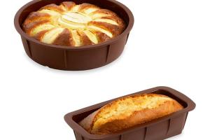Lot de 2 Flexi'Moules en silicone - 1 cake 24 cm et 1 rond 24 cm Mathon