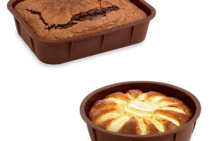 Lot de 2 Flexi' Moules en silicone - 1 rectangle 28 cm et 1 rond 24 cm Mathon